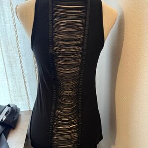 Black tank top with open back, small